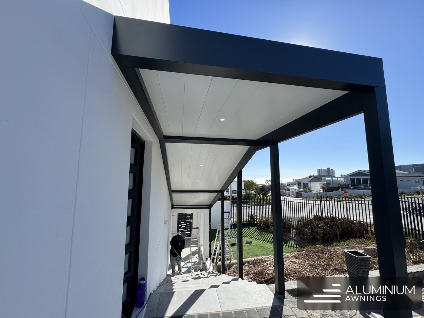 Charcoal frame white patio ceiling blouberg