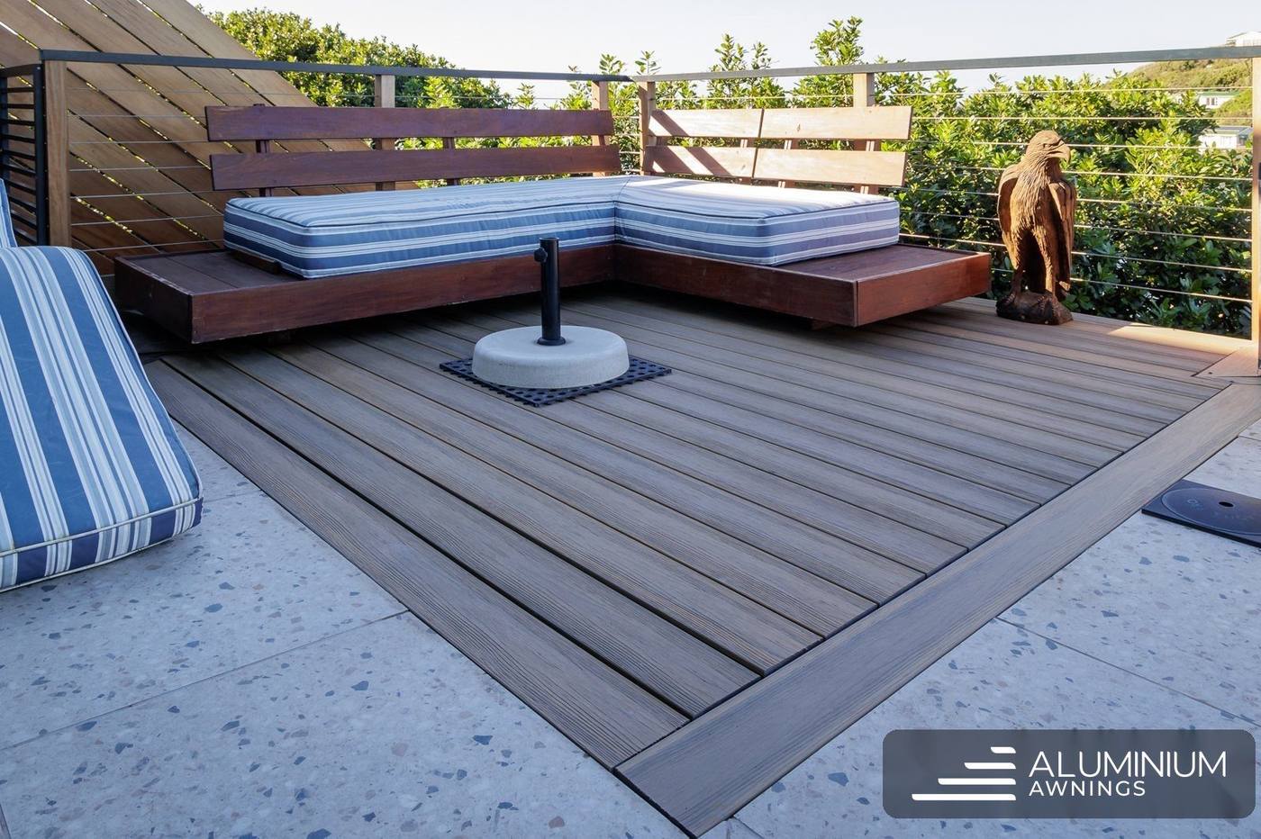 Composite deck with a picture-frame border and bench seating, St Helena Bay