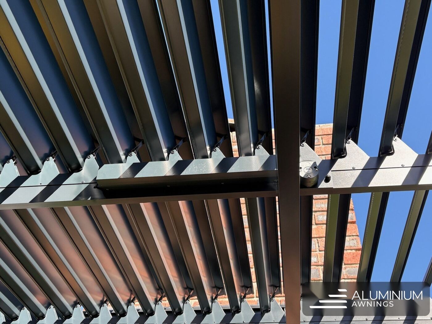 Close-up of aluminium louvre blade detail showing build quality