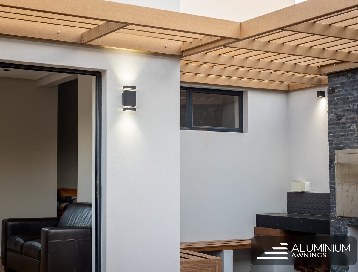 Timber-look composite pergola
